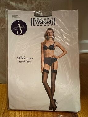 Wolford Black Lace-Top Sheer Stockings